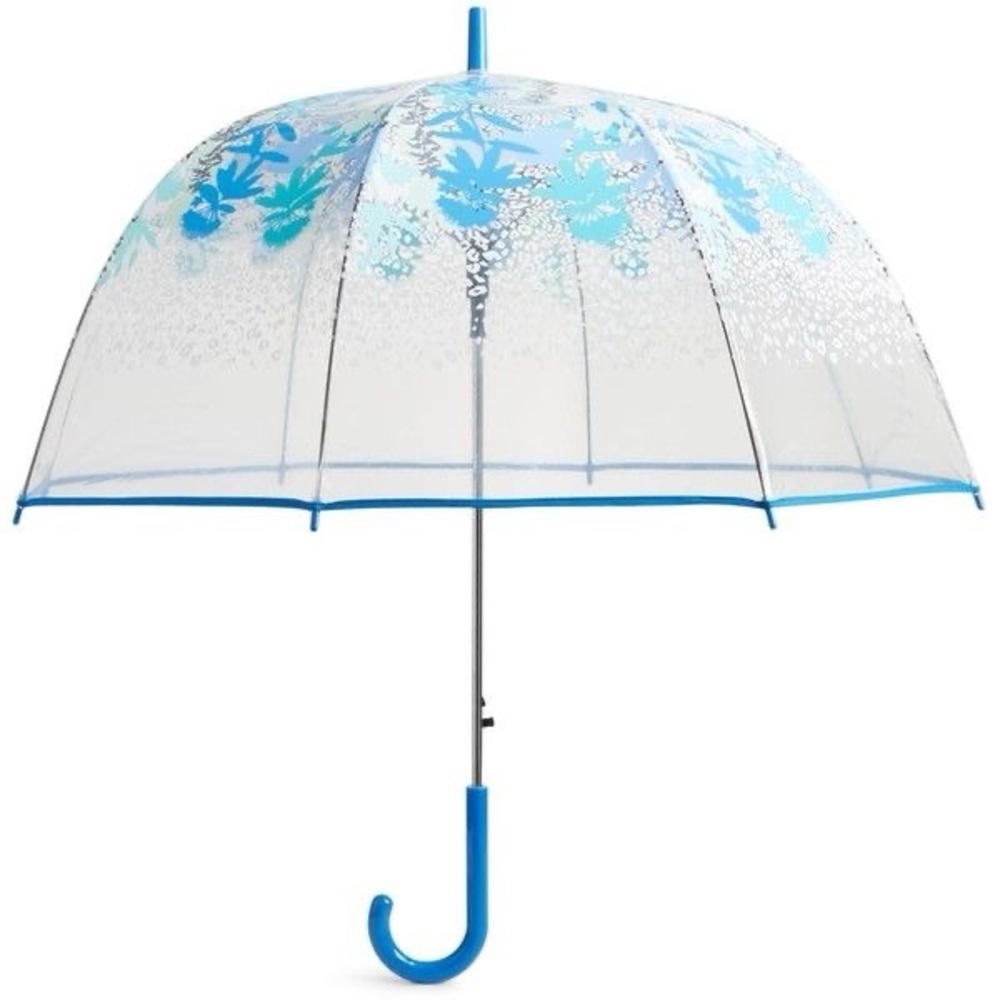 NWT Vera Bradley Camofloral Cheetah Bubble Umbrella Blue Floral Clear Umbrella